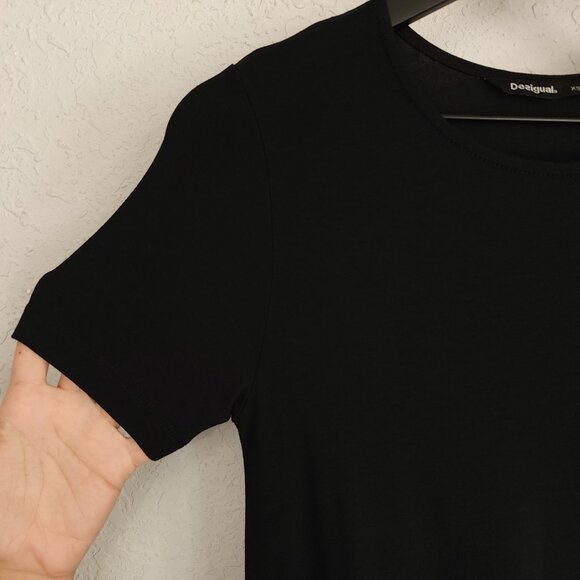 Desigual XS Black Agra Floral Tiger Short Sleeve T-Shirt Tunic Mini Dress - Picture 5 of 13